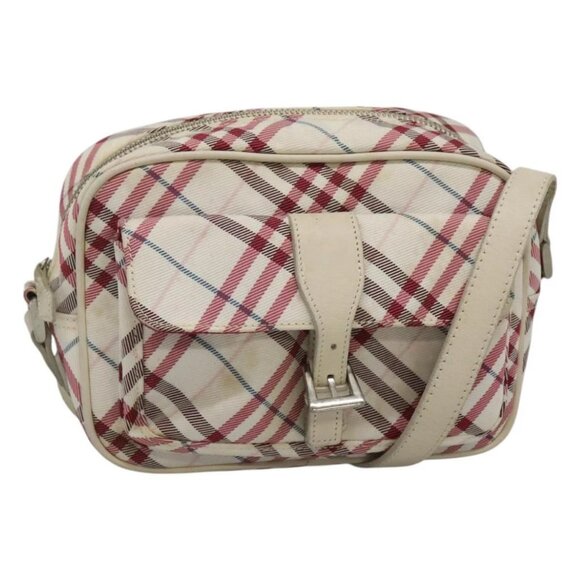 BURBERRY Nova Check Blue Label Shoulder Bag Nylon Red - Picture 1 of 16
